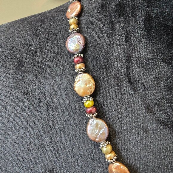 Womens Fashion Multicolor Metal Beaded Pendant Necklace with Toggle Clasp - Picture 6 of 6